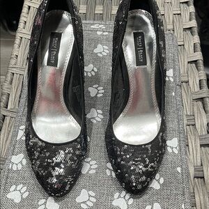 White House Black Market Black Sequin Heels